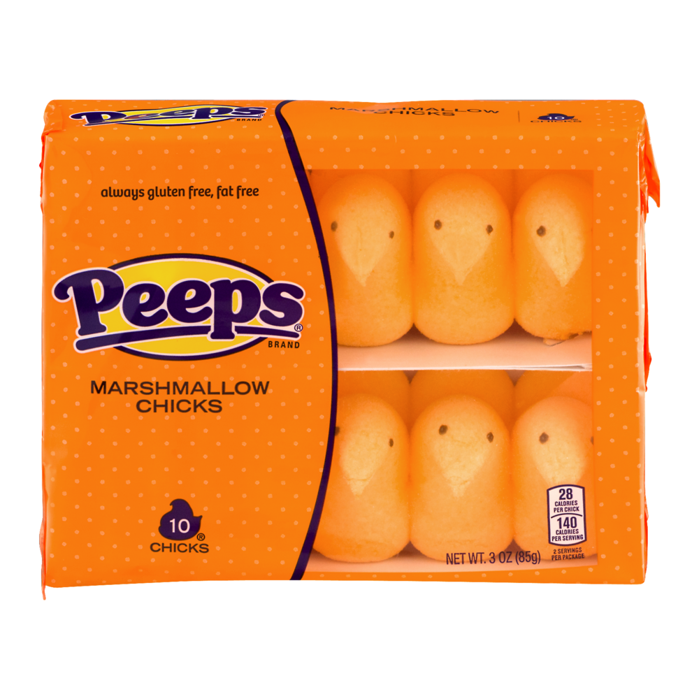 slide 1 of 4, Peeps Marshmallow Chicks Orange, 10 ct; 3 oz