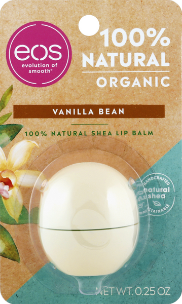 slide 1 of 1, eos Natural Organic Vanilla Bean Shea Lip Balm, 0.25 oz