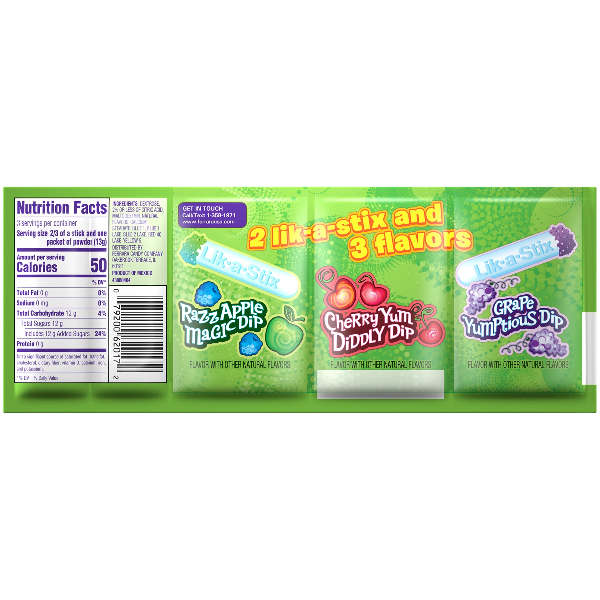 slide 4 of 5, Fun Dip Grape/Cherry/Razz Apple 3 Flavor 1.4 Ounce Package, 2 ct