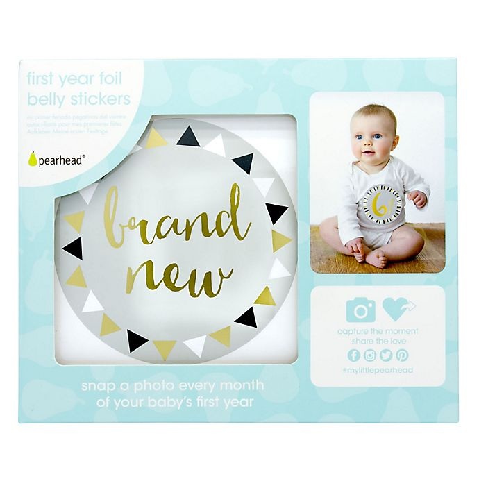 slide 5 of 5, Pearhead First Year Foil Belly Stickers - Grey, 1 ct