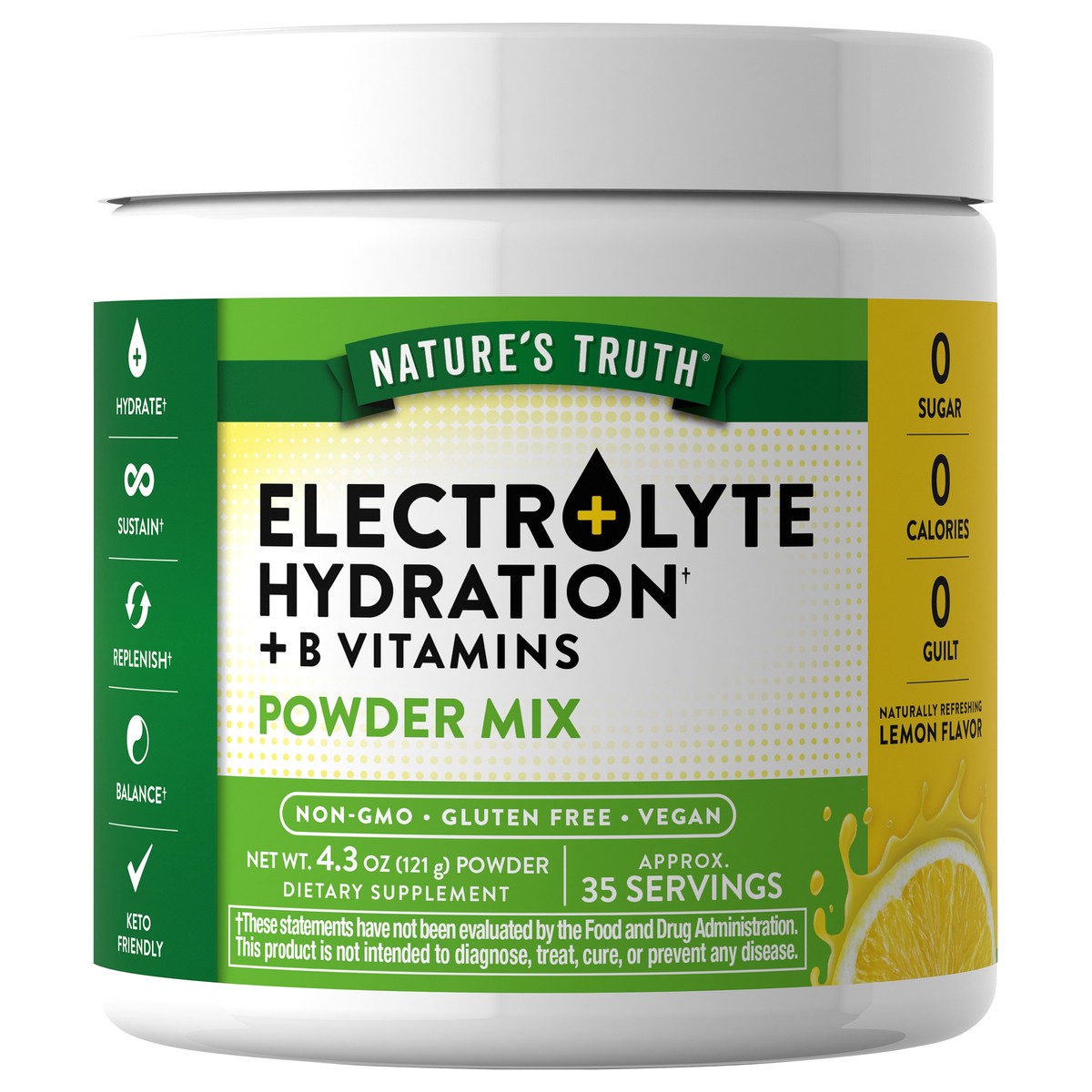 slide 7 of 7, Nature's Truth NT Electrolyte Powder 4.3 Jar, 4.3 oz