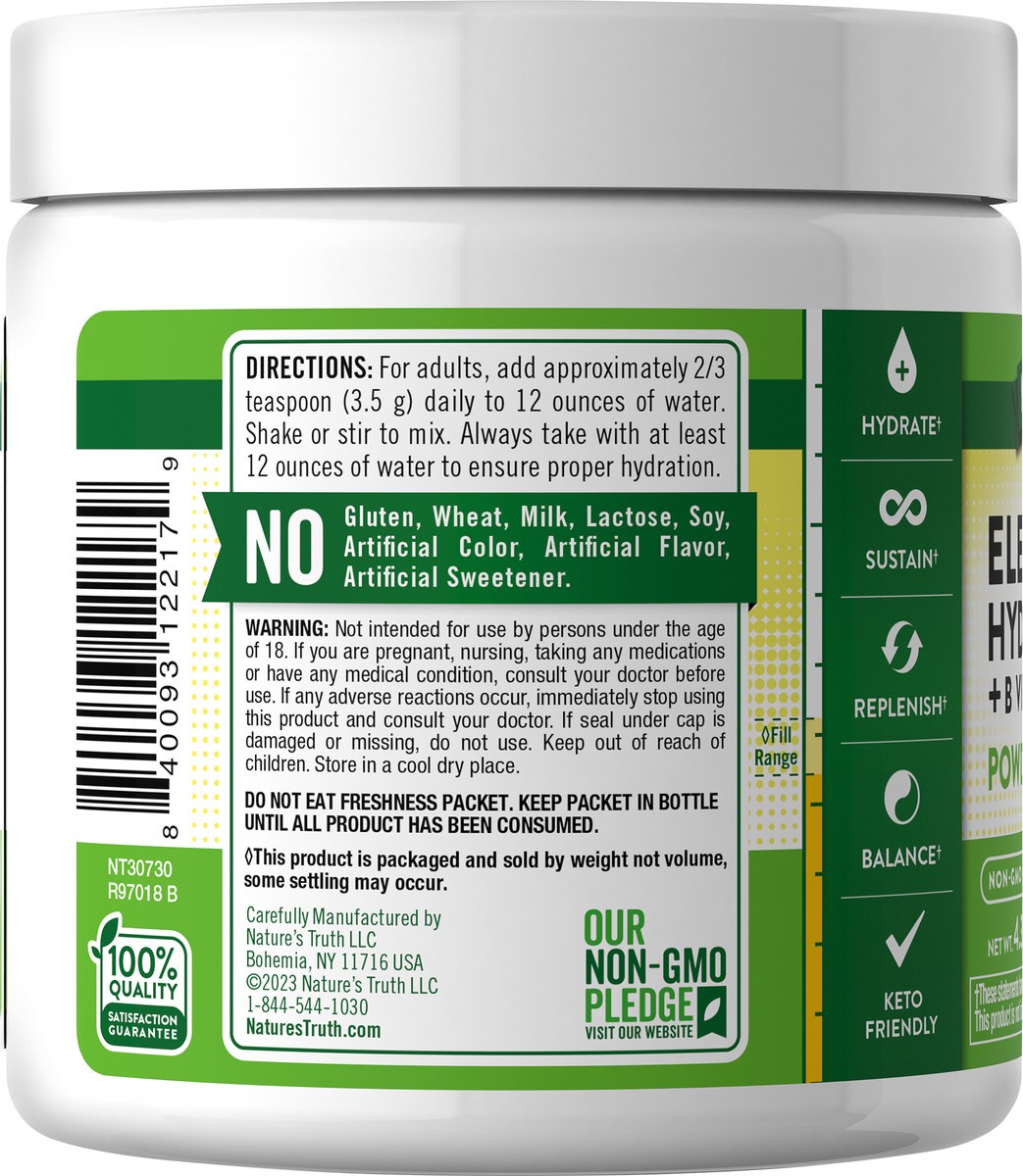 slide 4 of 7, Nature's Truth NT Electrolyte Powder 4.3 Jar, 4.3 oz