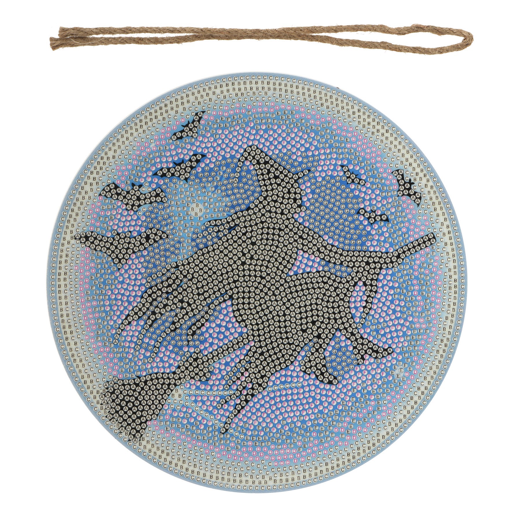 slide 3 of 4, 8" Glow-In-The-Dark Witch On Broom Stick Round Wood Plaque Diamond Art Kit By Make Market, 8 in