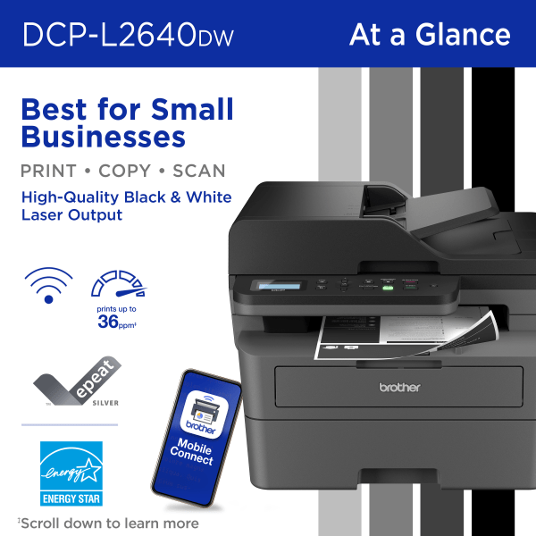 slide 6 of 8, Brother Dcp-L2640Dw Compact Wireless Laser Monochrome Multi-Function Printer, 1 ct