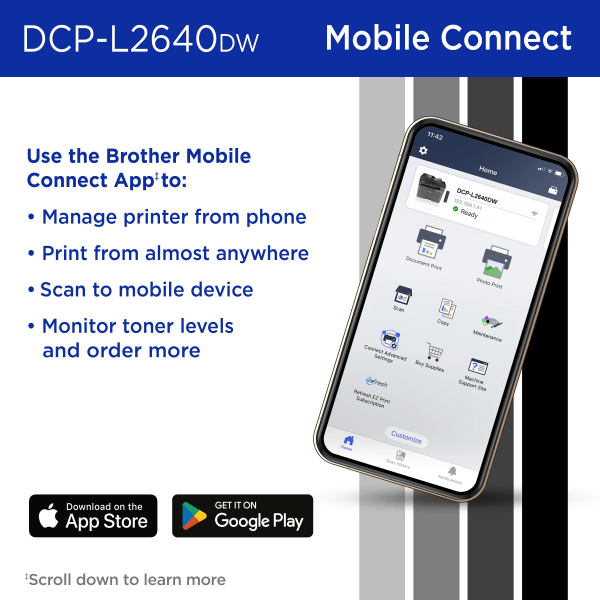 slide 7 of 8, Brother Dcp-L2640Dw Compact Wireless Laser Monochrome Multi-Function Printer, 1 ct