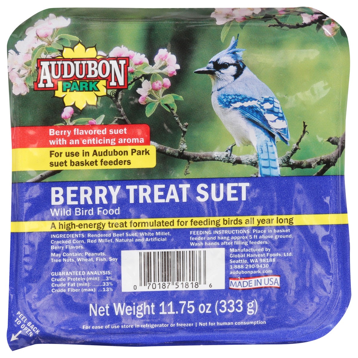 slide 1 of 9, Audubon Park Berry Treat Suet Wild Bird Food Cup\Tub, 11.75 oz