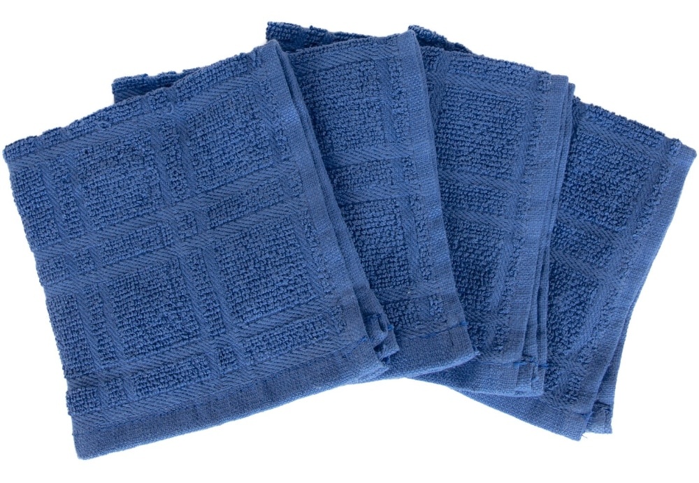 slide 1 of 1, Everyday Living Solid Dish Cloths - Blue, 4 ct