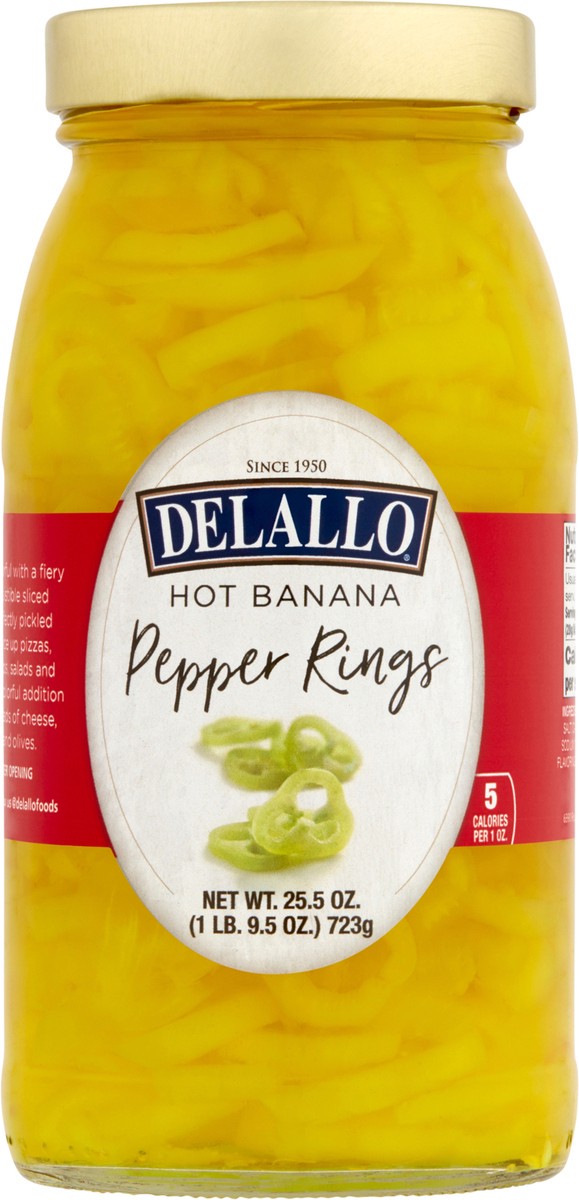 slide 1 of 11, Delallo Pepper Banana Ring Hot 25 Oz, 25.5 oz