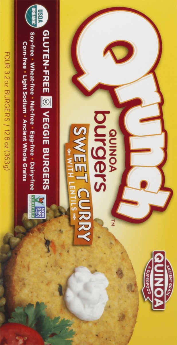 slide 5 of 5, Qrunch Sweet Curry With Lentils Qunioa Burger, 4 ct