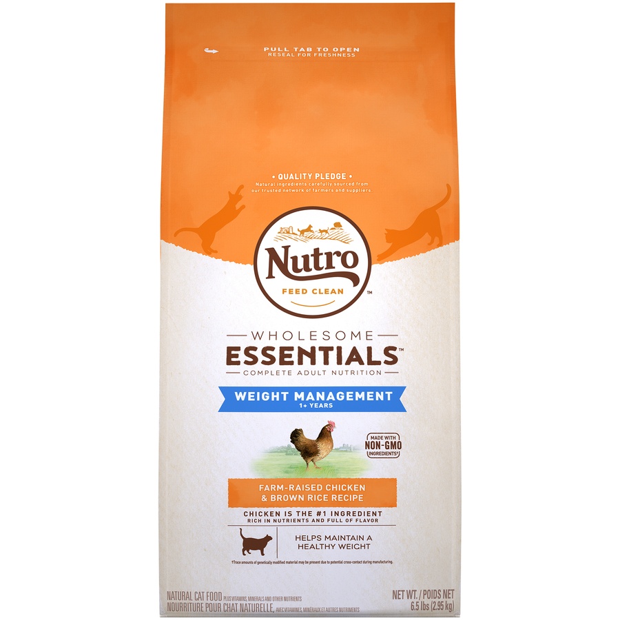 slide 1 of 1, Nutro Wholesome Essentials Complete Adult Nutrition Chicken & Brown Rice Weight Management Cat Food, 6.5 lb