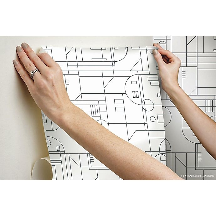 slide 2 of 4, RoomMates Star Wars R2-D2 Geometric Peel & Stick Wallpaper - White/Grey, 1 ct