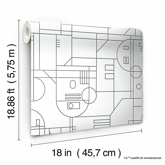 slide 4 of 4, RoomMates Star Wars R2-D2 Geometric Peel & Stick Wallpaper - White/Grey, 1 ct