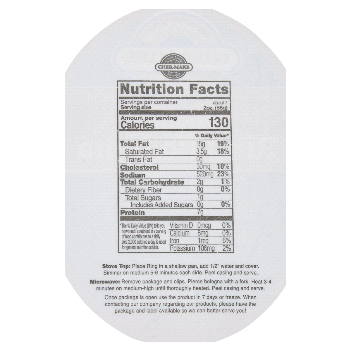 slide 2 of 5, Cher-Make Original Ring Bologna, 14 oz, 14 oz