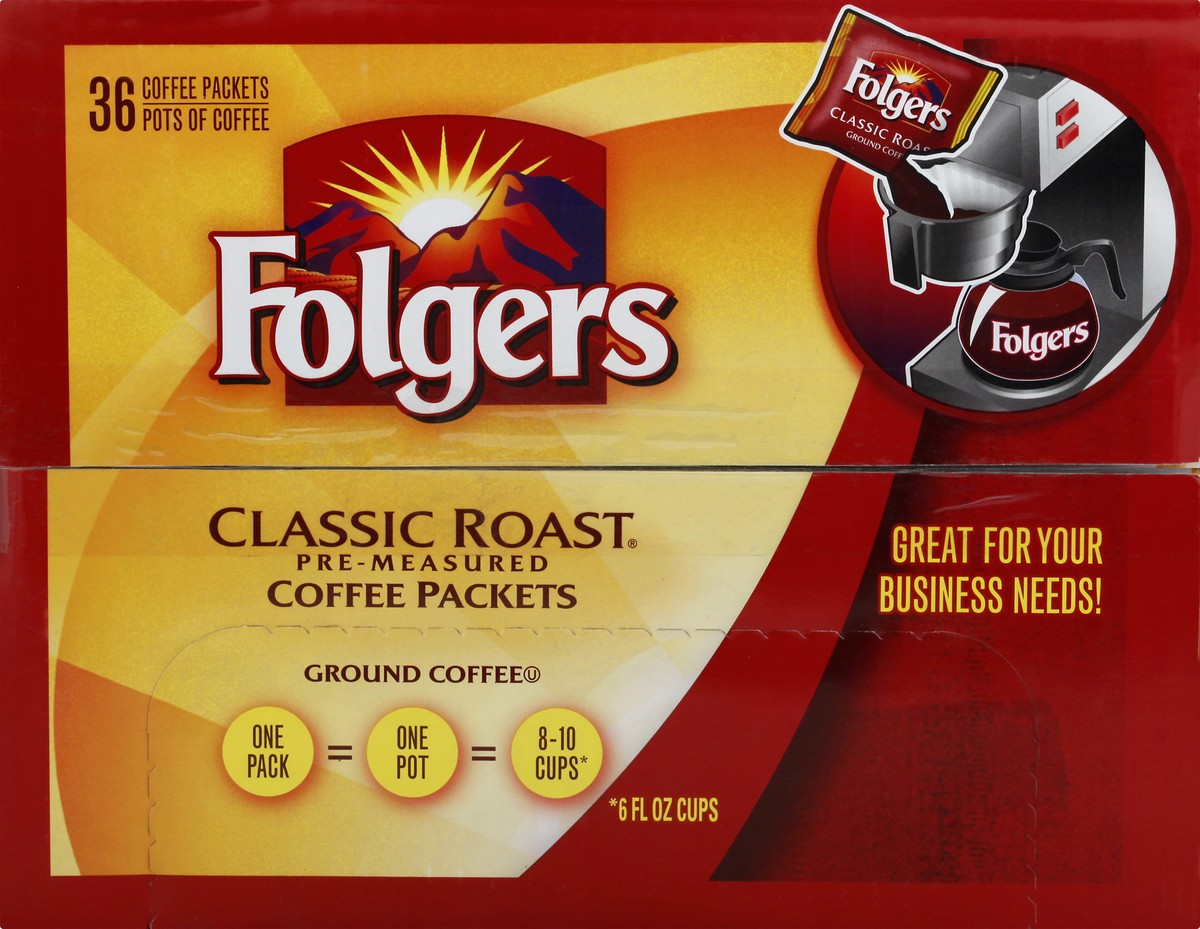 slide 4 of 11, Folgers Classic Roast Ground Coffee Packets - 36 ct, 36 ct