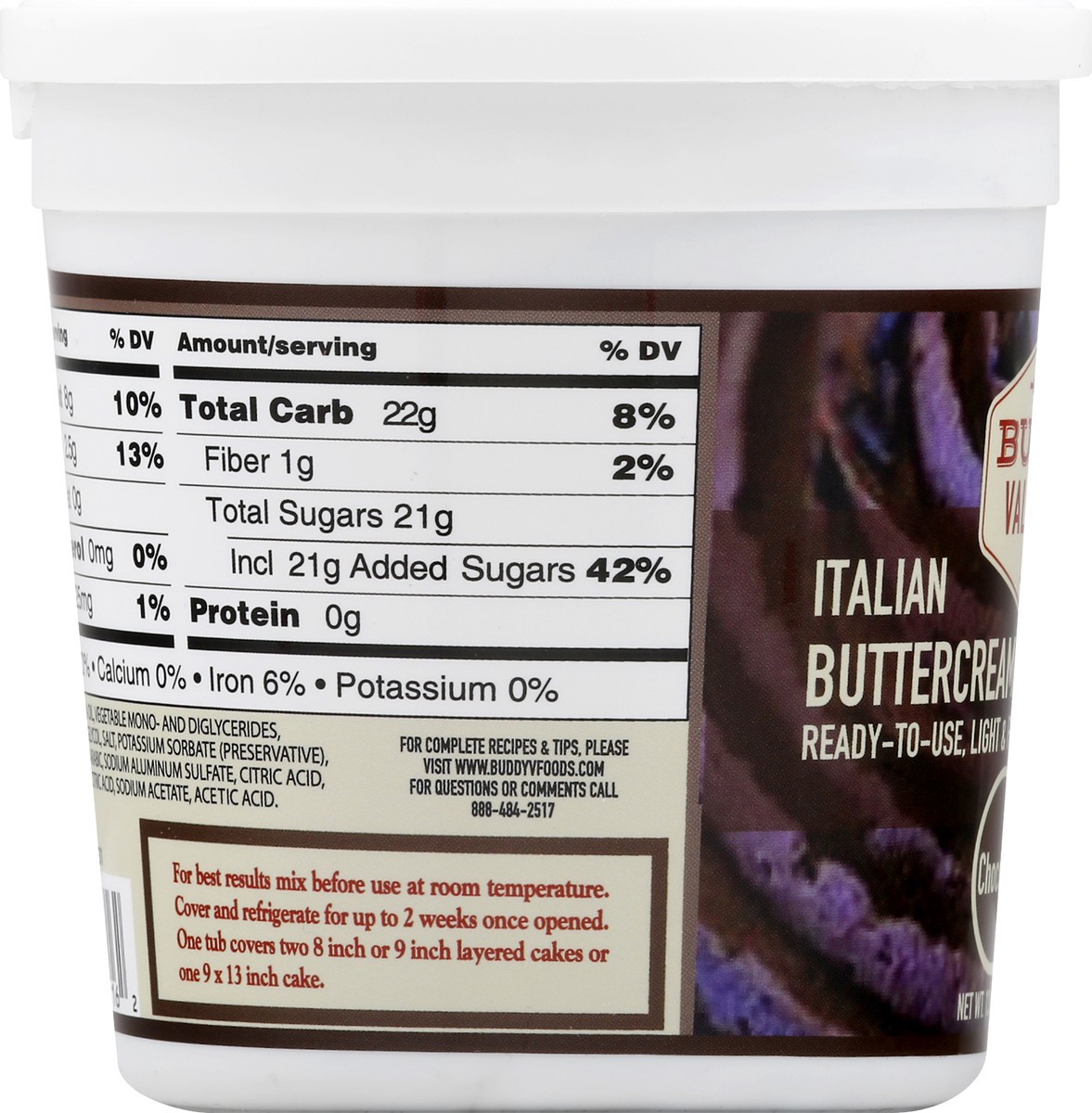 slide 7 of 10, BUDDY VALASTRO FOODS Chocolate Buttercream Icing 13 oz, 13 oz