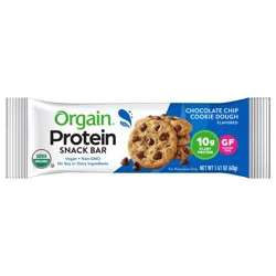 Orgain Organic Plant Based Protein Snack Bar, Chocolate Chip Cookie Dough, 1.41oz, 1ct