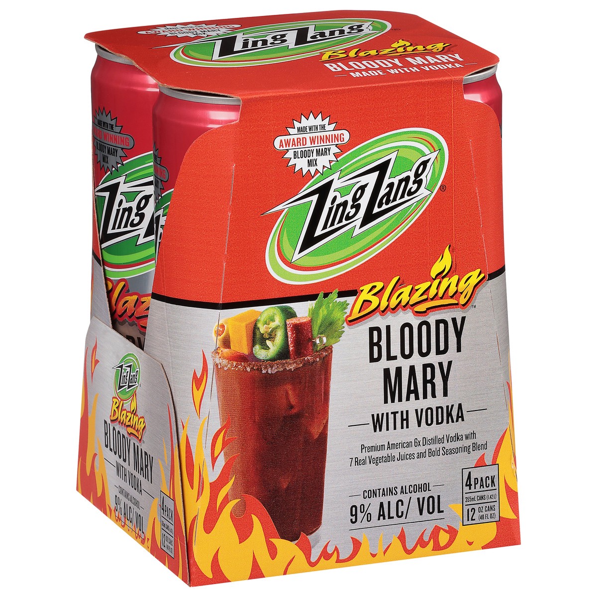 slide 2 of 9, Zing Zang Blazing Bloody Mary with Vodka 4 - 12 fl oz Cans, 4 ct; 12 oz