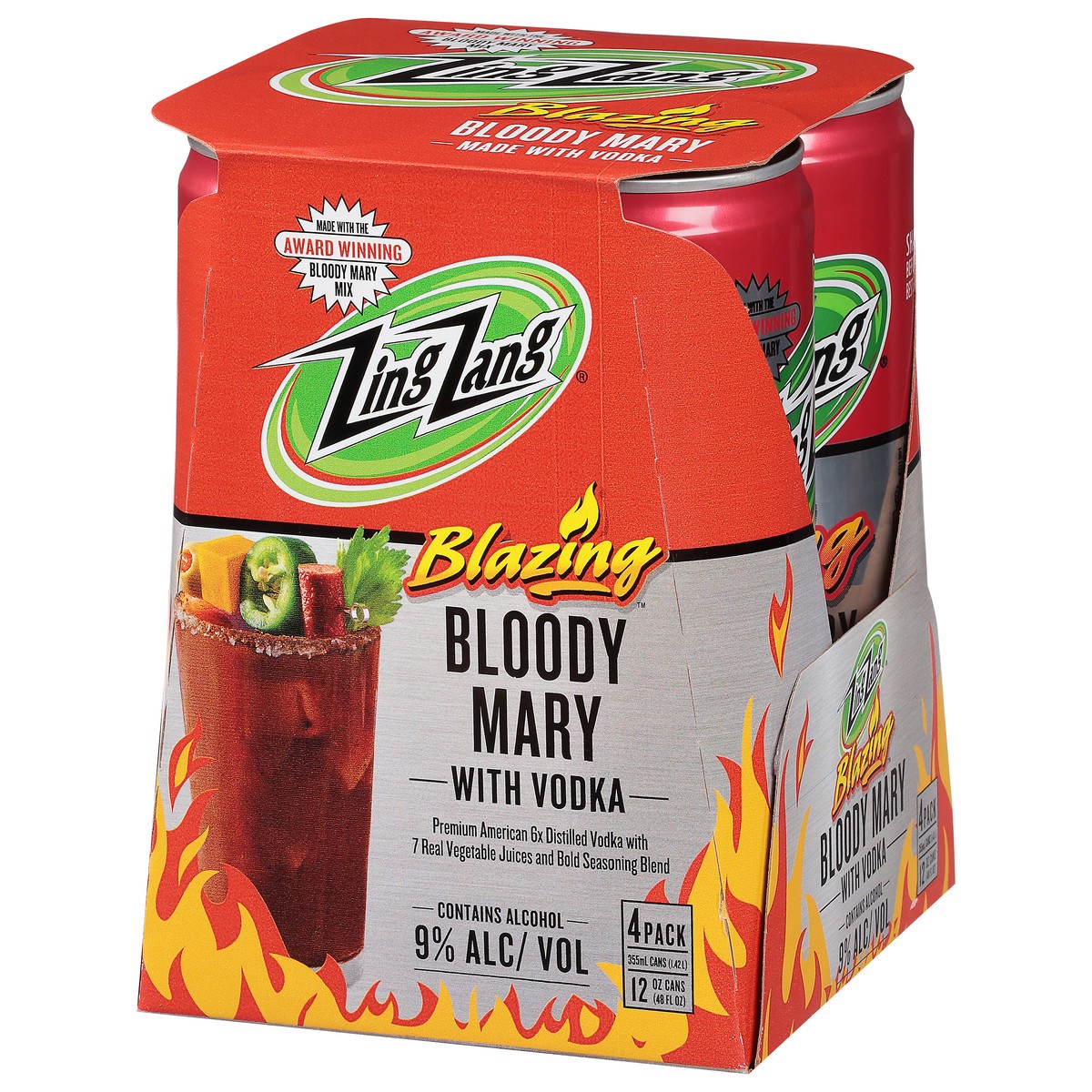 slide 3 of 9, Zing Zang Blazing Bloody Mary with Vodka 4 - 12 fl oz Cans, 4 ct; 12 oz