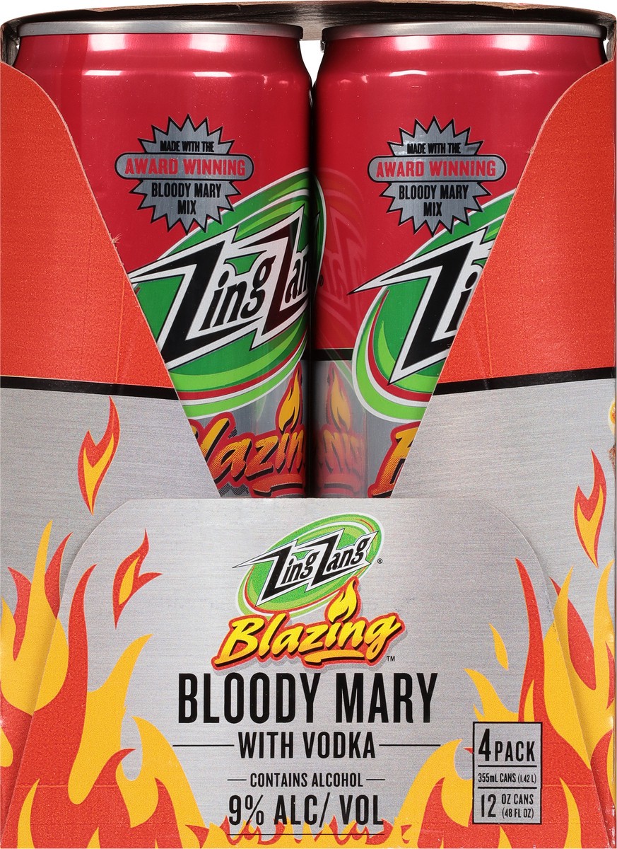 slide 5 of 9, Zing Zang Blazing Bloody Mary with Vodka 4 - 12 fl oz Cans, 4 ct; 12 oz