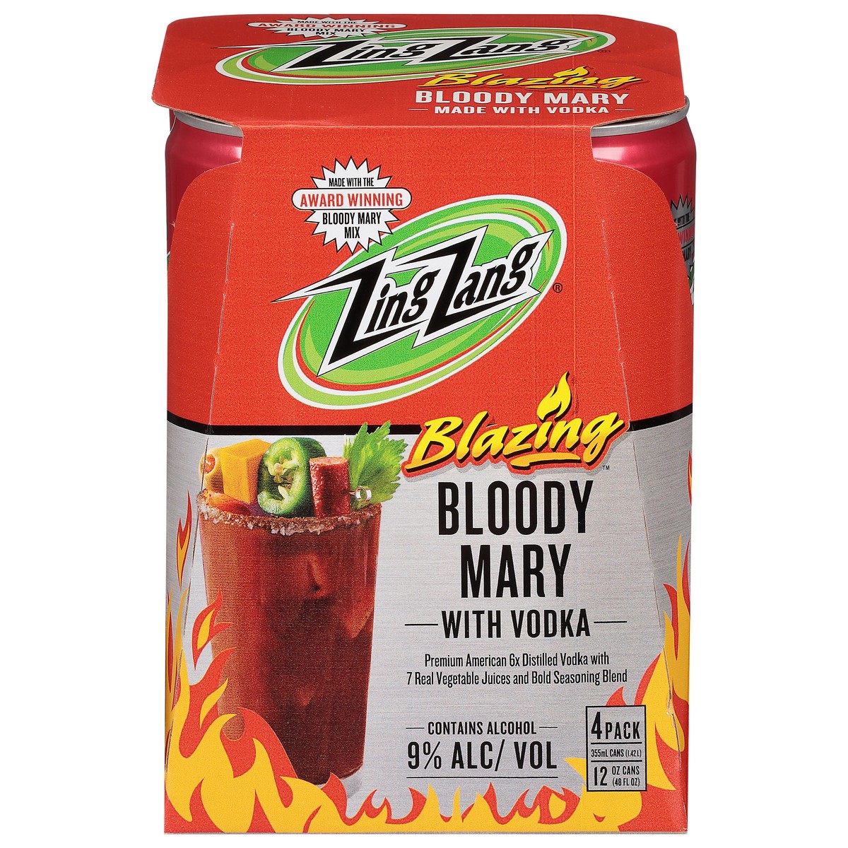 slide 1 of 9, Zing Zang Blazing Bloody Mary with Vodka 4 - 12 fl oz Cans, 4 ct; 12 oz