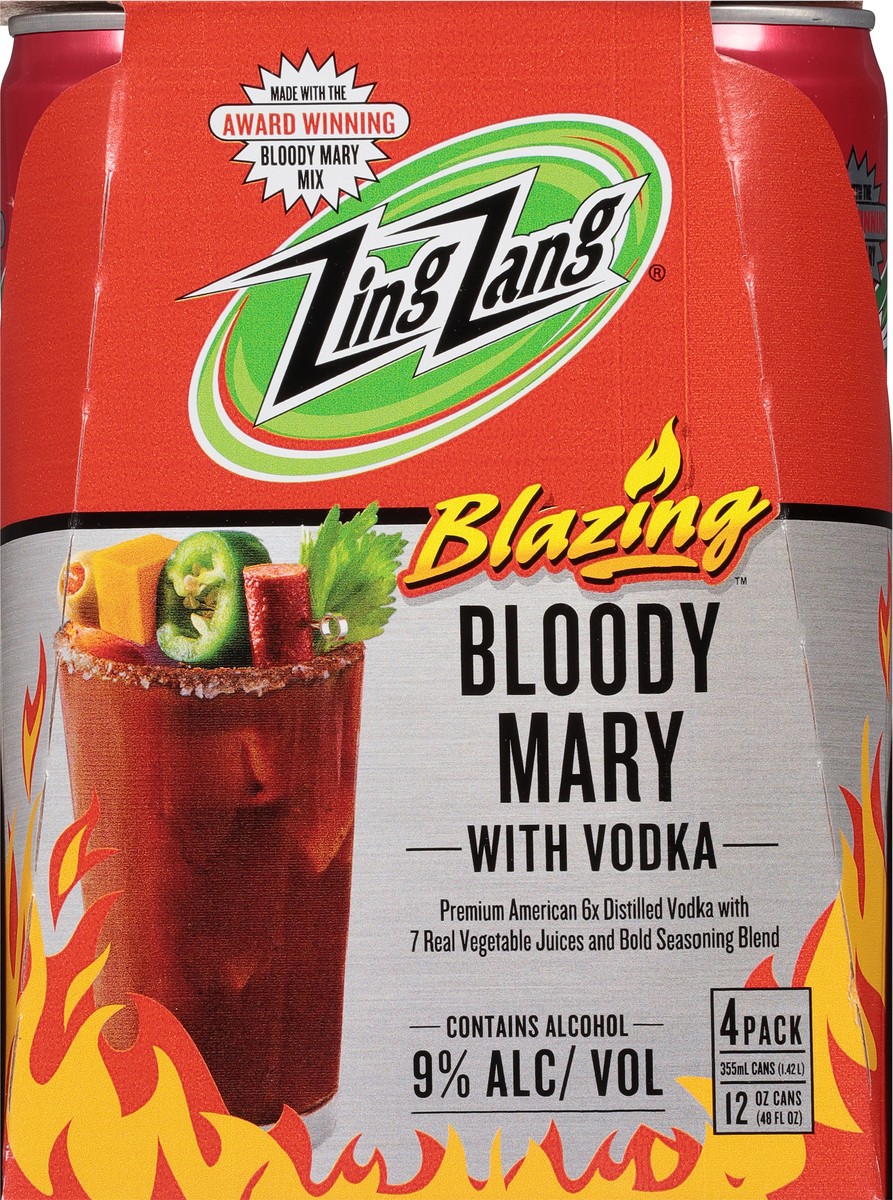 slide 7 of 9, Zing Zang Blazing Bloody Mary with Vodka 4 - 12 fl oz Cans, 4 ct; 12 oz