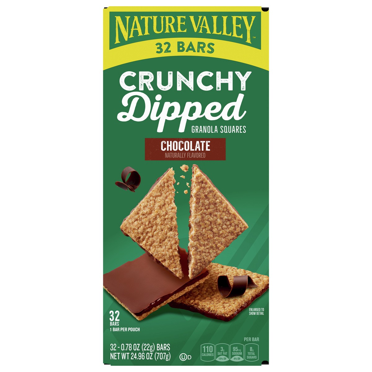 slide 1 of 2, Nature Valley Crunchy Dipped Chocolate Granola Squares, 32 Count, 