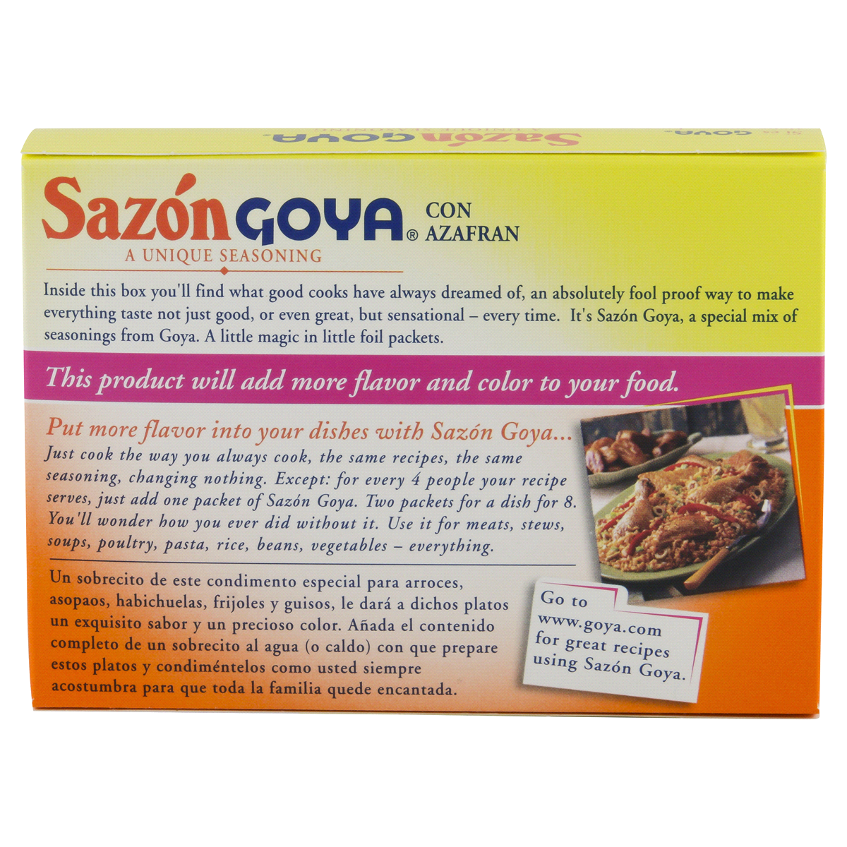 slide 4 of 6, Goya Sazon Con Azafran Seasoning, 1.41 oz