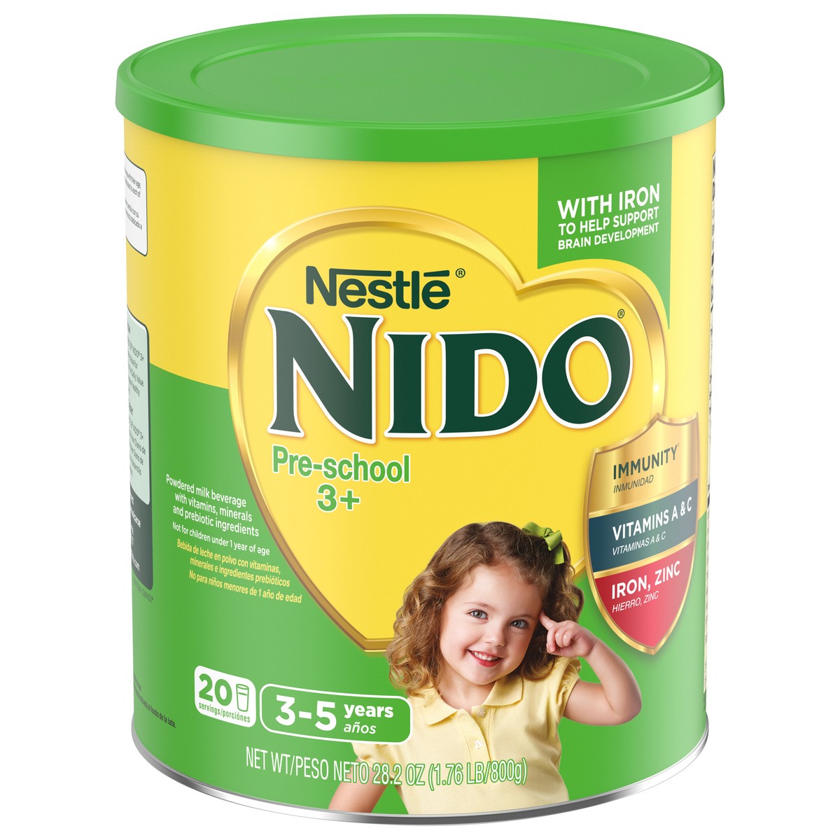 slide 2 of 9, Nido Nestle NIDO 3+ Toddler Powdered Milk Beverage - 28.2 Oz Canister - Powdered Milk Beverage with Vitamins and Minerals, 1.76 lb