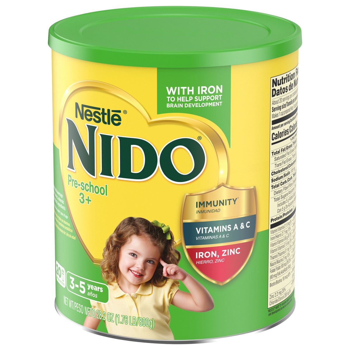 slide 9 of 9, Nido Nestle NIDO 3+ Toddler Powdered Milk Beverage - 28.2 Oz Canister - Powdered Milk Beverage with Vitamins and Minerals, 1.76 lb