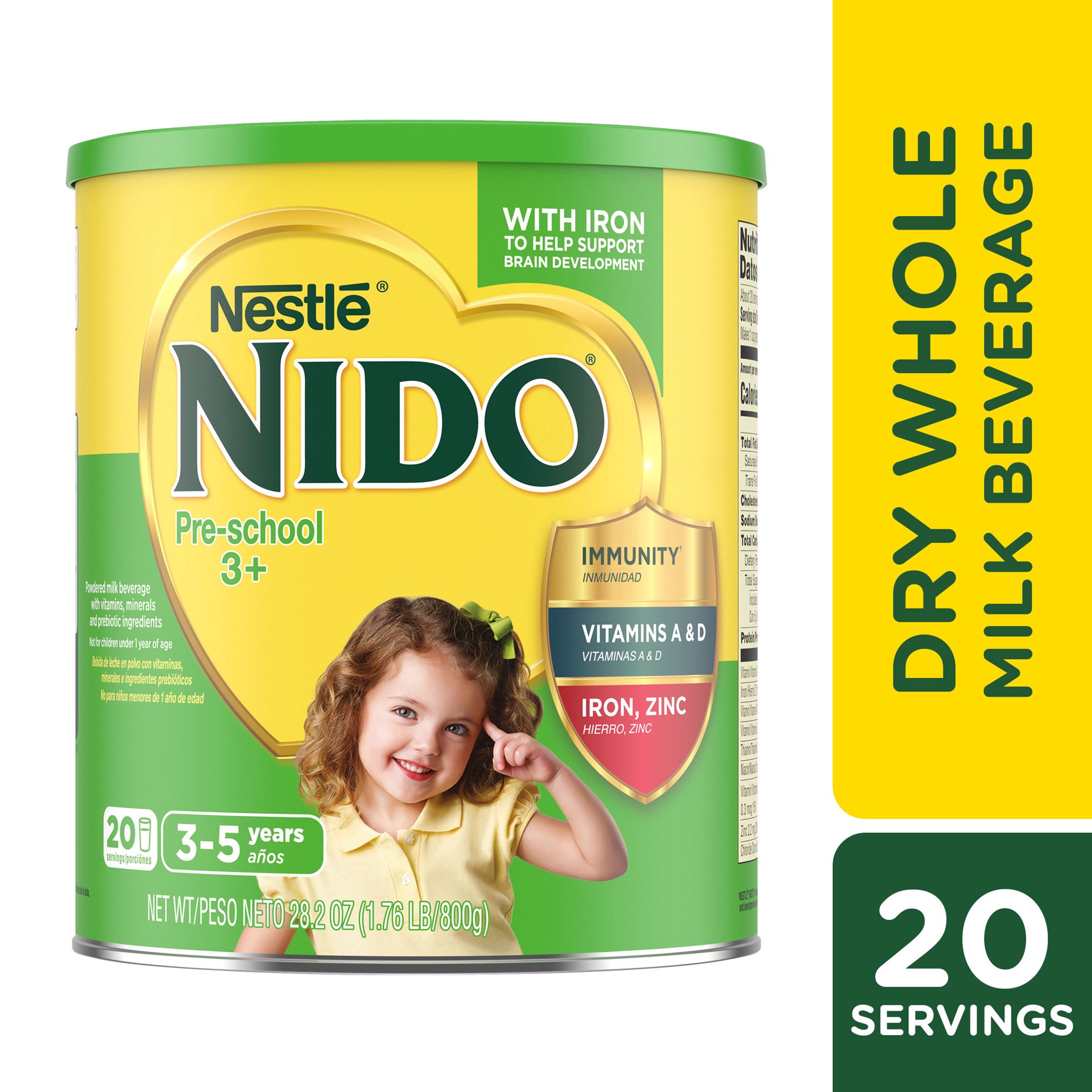 slide 1 of 9, Nido Nestle NIDO 3+ Toddler Powdered Milk Beverage - 28.2 Oz Canister - Powdered Milk Beverage with Vitamins and Minerals, 1.76 lb