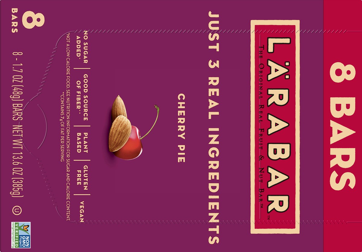 slide 3 of 9, LÄRABAR Cherry Pie, Gluten Free Vegan Fruit & Nut Bars, 1.7 oz bars, 8 ct, 8 ct