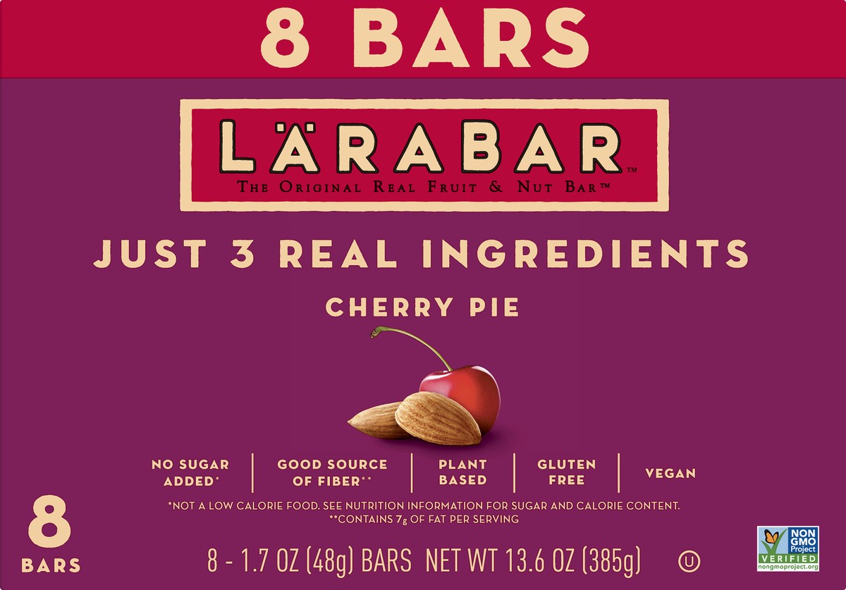 slide 2 of 9, LÄRABAR Cherry Pie, Gluten Free Vegan Fruit & Nut Bars, 1.7 oz bars, 8 ct, 8 ct