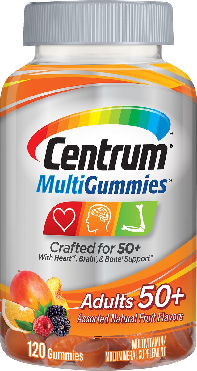 slide 1 of 7, Centrum MultiGummies Assorted Natural Fruit Flavors Multivitamin/Multimineral 120 ea, 120 ct