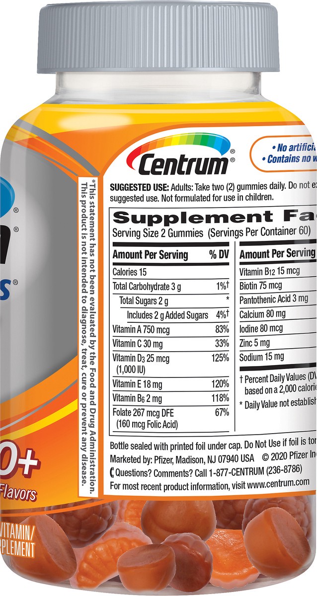 slide 5 of 7, Centrum MultiGummies Assorted Natural Fruit Flavors Multivitamin/Multimineral 120 ea, 120 ct