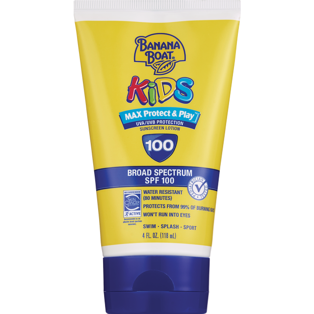 slide 1 of 1, Banana Boat Kids Max Protect & Play Broad Spectrum Spf 100 Sunscreen Lotion, 4 fl oz