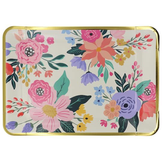 slide 1 of 3, 9" X 13" Flower Paper Serving Trays, 2ct. By Celebrate It, 2 ct