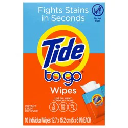 Tide To Go Instant Stain Remover Wipes, 10 count