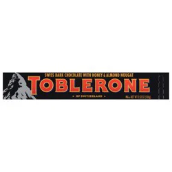 TOBLERONE Dark Chocolate Bar with Honey and Almond Nougat, 3.52 oz