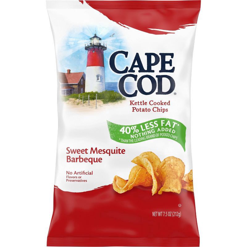 slide 1 of 5, Cape Cod Less Fat Sweet Mesquite Barbeque Chips, 7.5 oz Bag, 7.500 oz