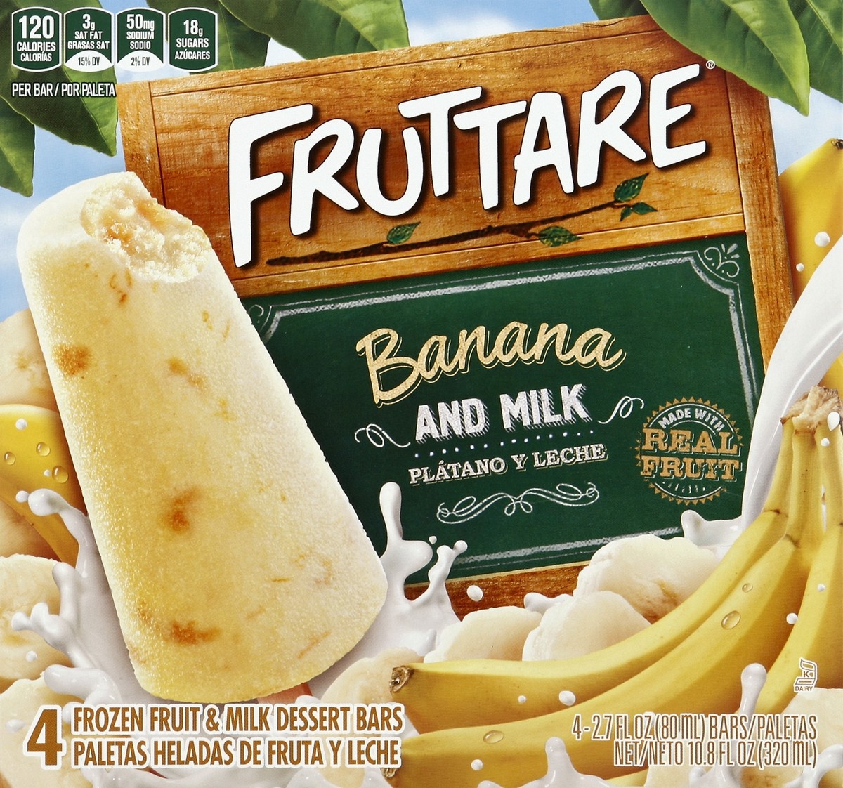 slide 5 of 6, Fruttare Banana and Milk, 6 ct