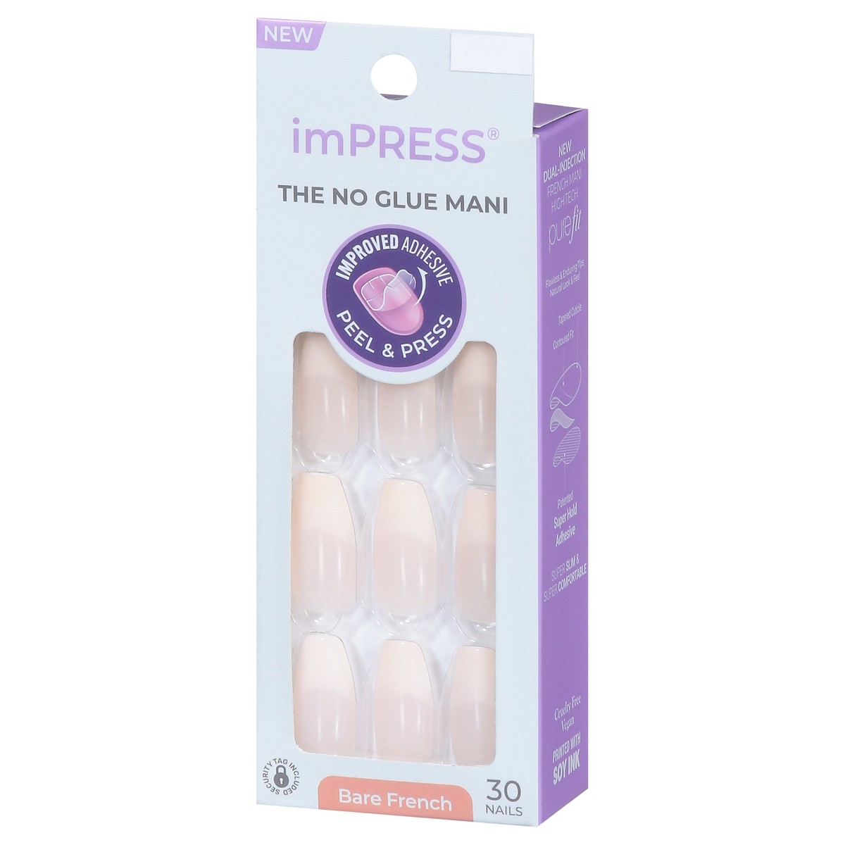 slide 5 of 9, imPRESS Bare French Nails 30 ea, 30 ct