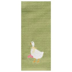 Meijer Corporate Seasonal Easter Bow Goose Light Green Embroidered Diamond Kitchen Towel, 16 in x 26 in