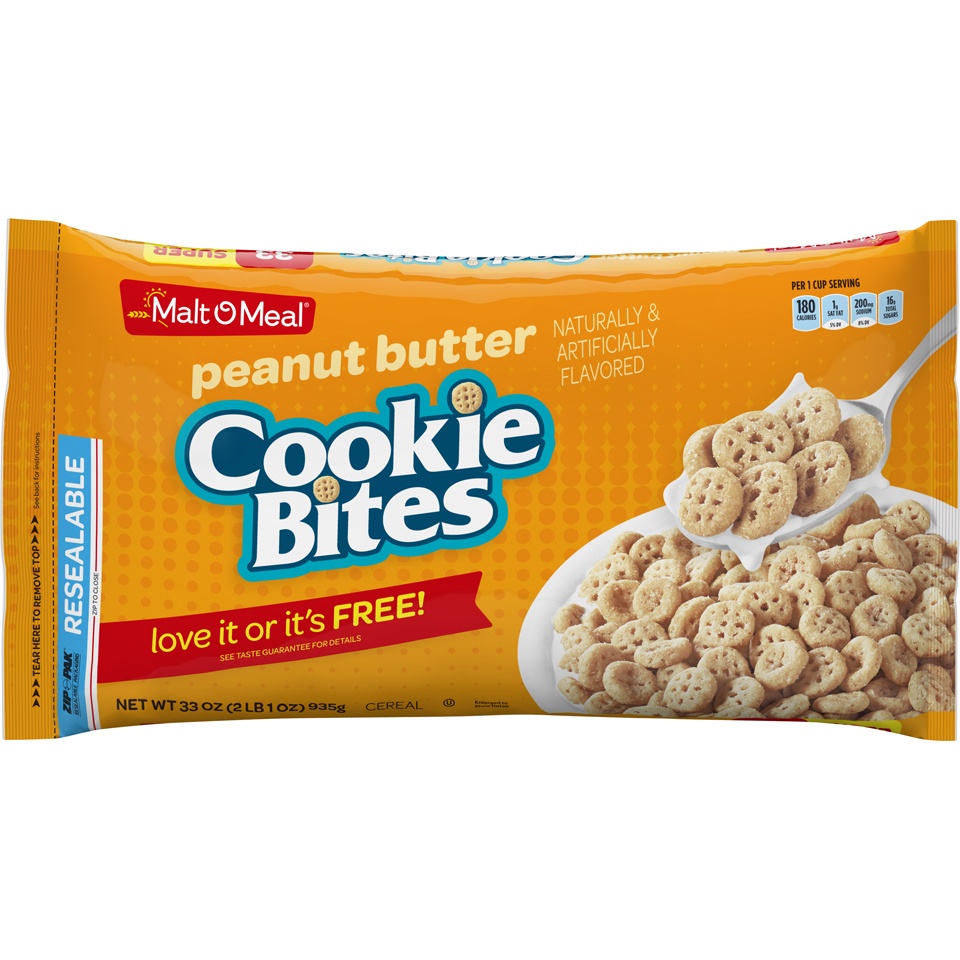 slide 1 of 6, Malt-O-Meal Peanut Butter Cookie Bites Cereal, 33 oz