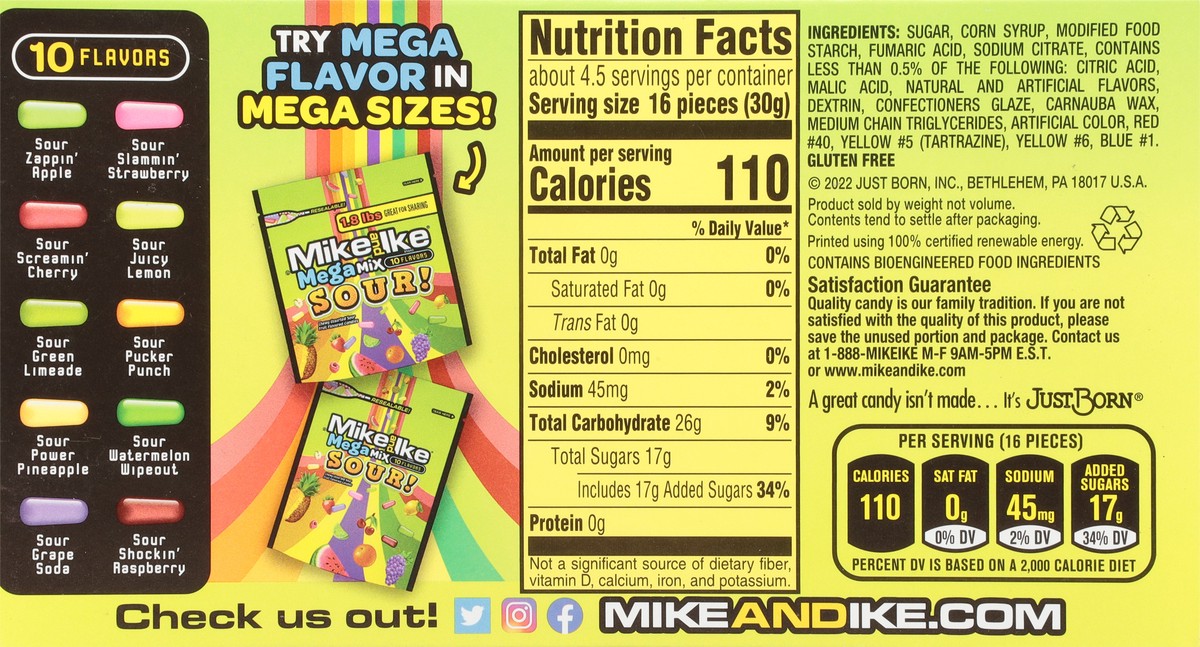 slide 11 of 14, MIKE AND IKE Mega Mix 10 Flavors Candy 5.0 oz, 5 oz