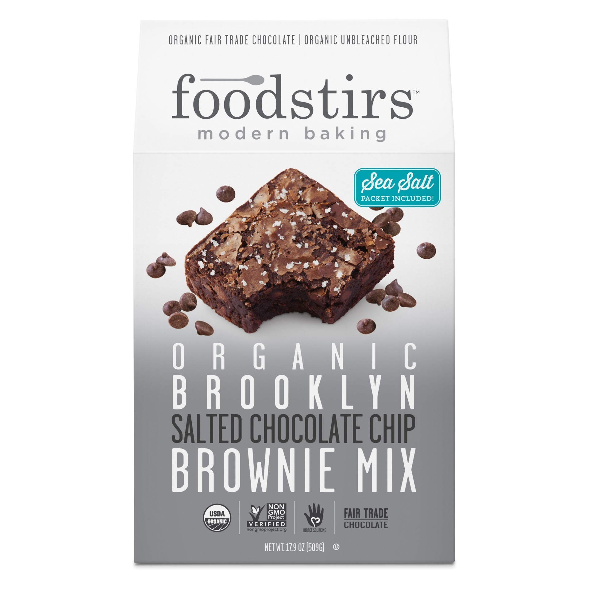 slide 1 of 1, Foodstirs Organic Brooklyn Salted Chocolate Chip Brownie Mix, 12.9 oz