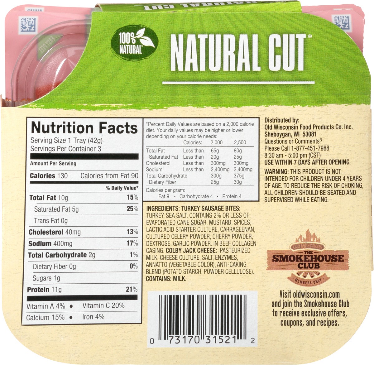 slide 3 of 9, Old Wisconsin Natural Cut Turkey & Colby Jack Snack Packs 3-1.5 oz. Packs, 3 ct