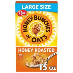 Post Honey Bunches of Oats Honey Roasted Breakfast Cereal, Honey Roasted Cereal with Granola Clusters, 15 oz Box