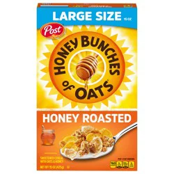 Post Honey Bunches of Oats Honey Roasted Breakfast Cereal, Honey Roasted Cereal with Granola Clusters, 15 oz Box