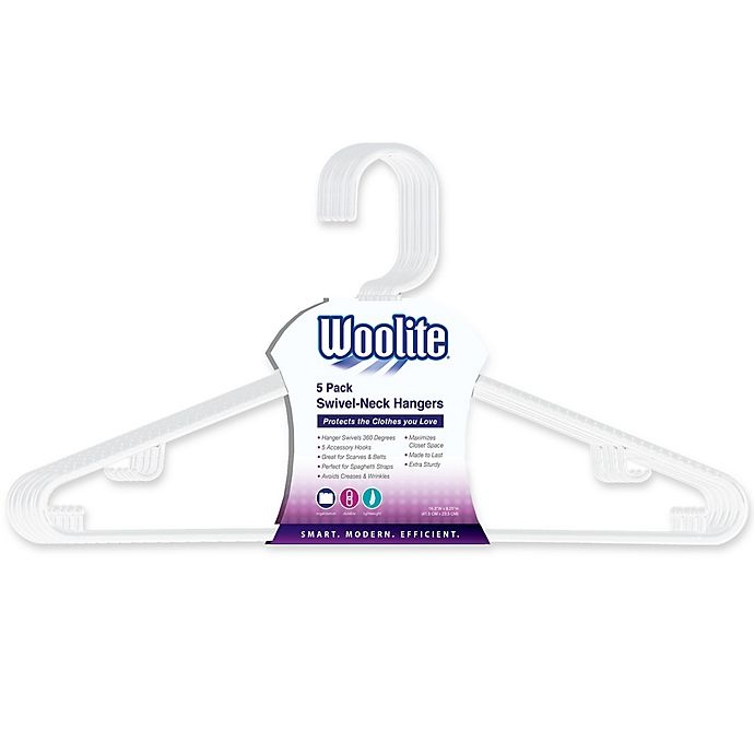 slide 1 of 1, Woolite Swivel Neck Hangers - White, 5 ct