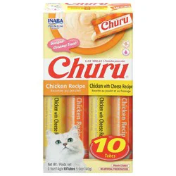 Inaba Churu Chicken Recipe/Chicken with Cheese Recipe Cat Treat - 10 x 0.5 oz Tubes
